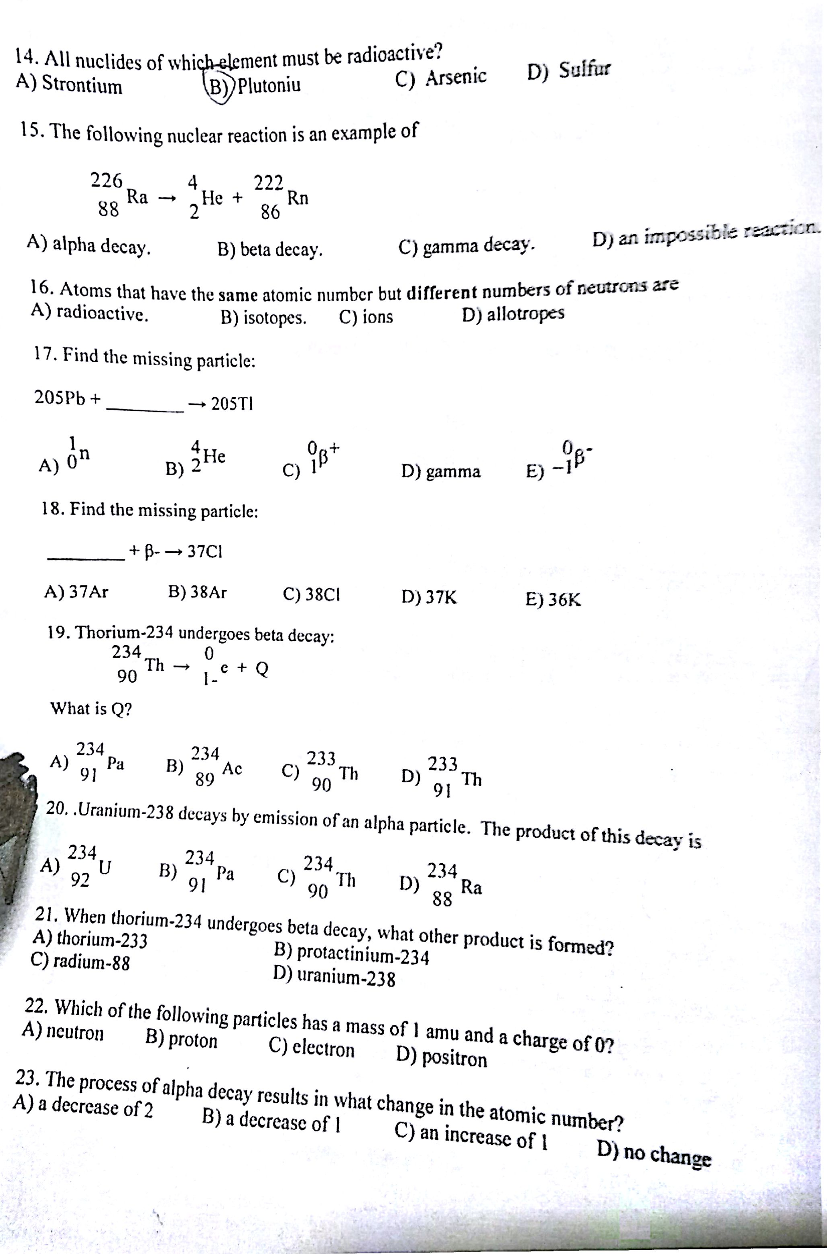 Which Of The Following Nuclides Is Most Likely To Be Stable