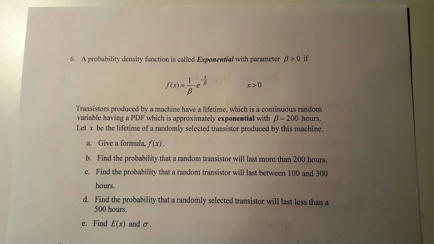 Solved A probability density function is called Exponential | Chegg.com