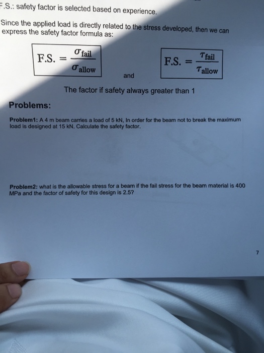 Solved F.S. safety factor is selected based on experience.