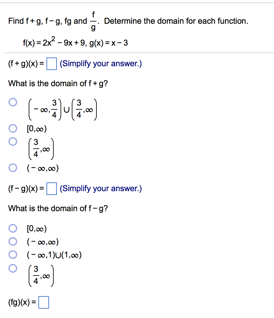 how to find domain of f over g