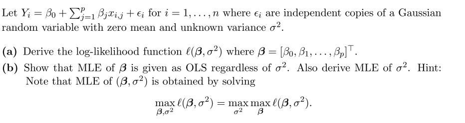 Solved Let Yi = β0 + Σ-1 β,ai.j +Ej for i = 1, , n where Ei | Chegg.com