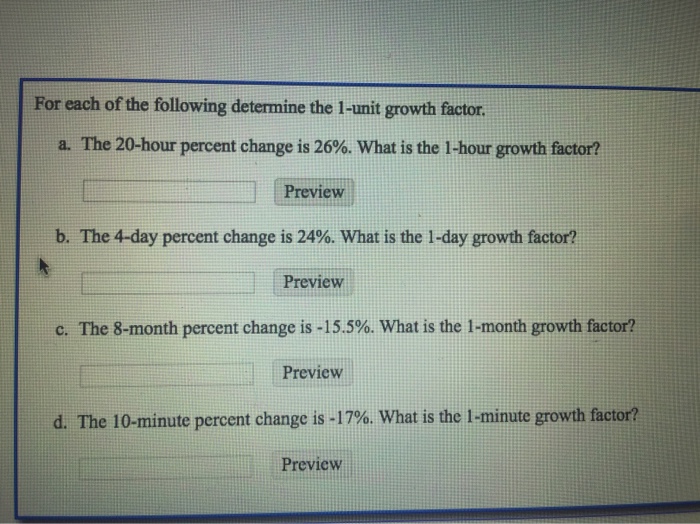 Solved For each of the following determine the 1unit growth