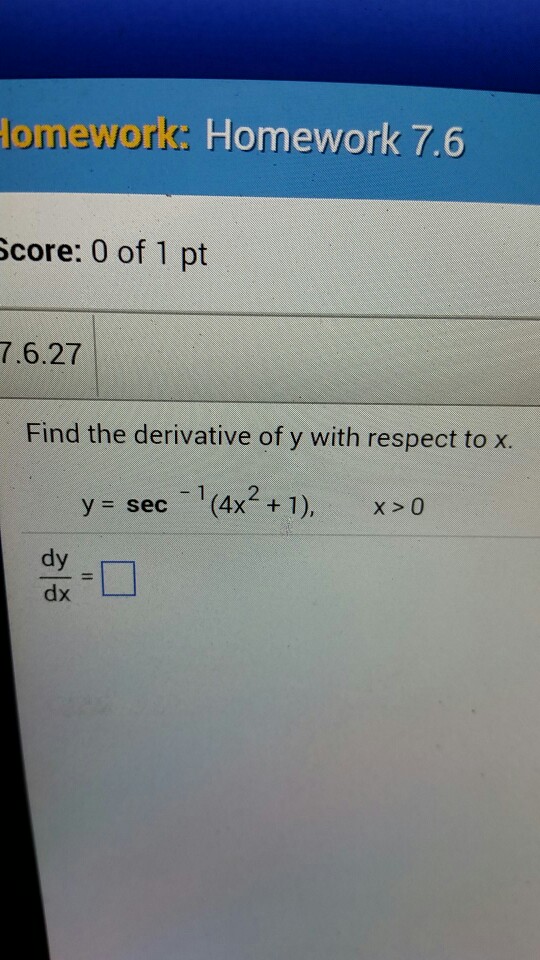 Solved Find the derivative of y with respect to x. y= | Chegg.com