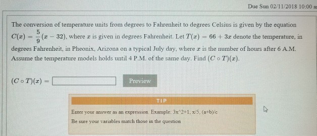 Solved Due Sun 02/11/2018 10:00 a The conversion of | Chegg.com