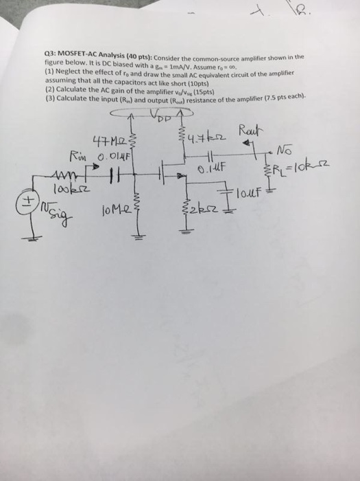 Solved Consider the common-source amplifier shown in the | Chegg.com
