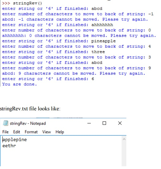 Solved In python: Write a function stringRev() which will | Chegg.com