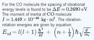 Solved For the CO molecule the spacing of vibrational energy | Chegg.com