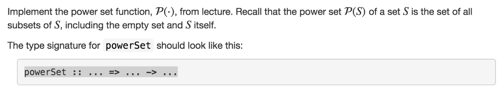 Solved Implement the power set function, P), from lecture. | Chegg.com