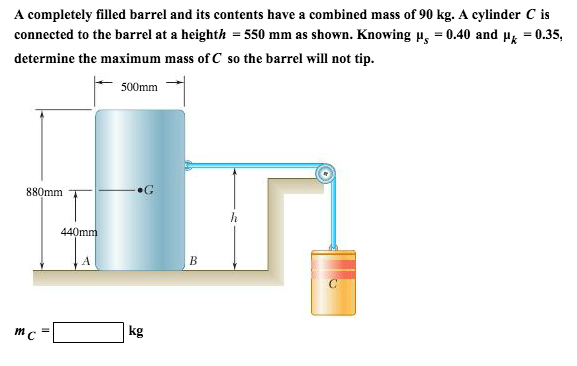 Solved A Completely Filled Barrel And Its Contents Have A | Chegg.com