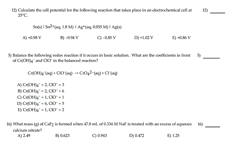 Solved 12) Calculate the cell potential for the following | Chegg.com