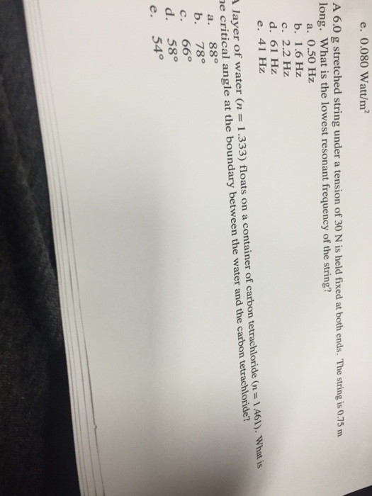 Solved A 6.0 g stretched string under a tension of 30 N is