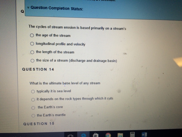 Solved Question Completion Status The cycles of stream