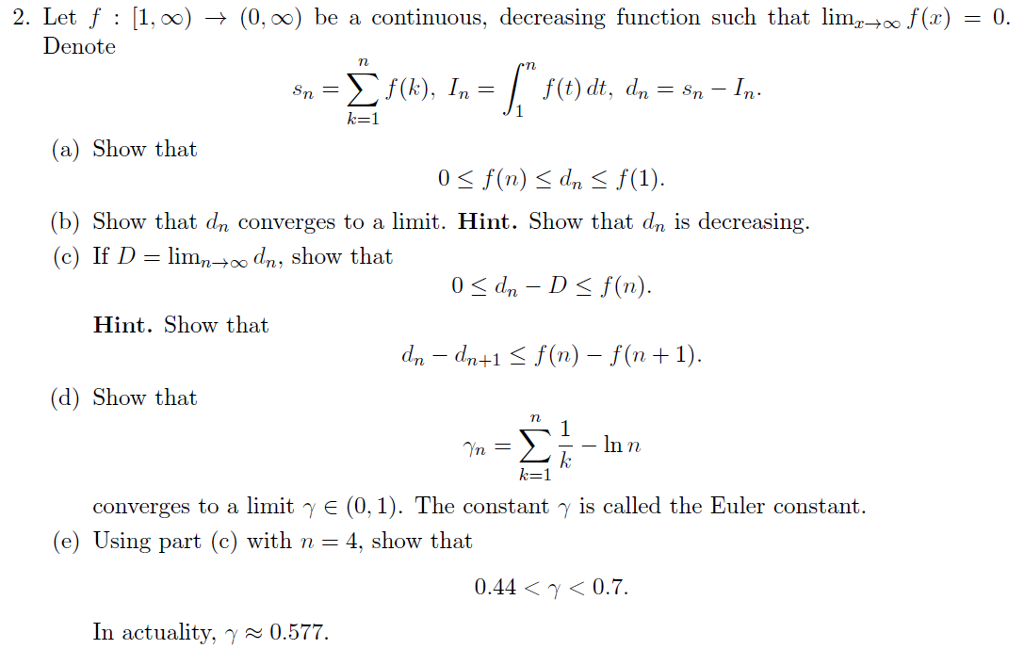 Solved Let f: [1, infinity) rightarrow (0, infinity) be a | Chegg.com