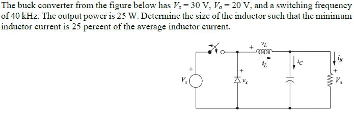 Solved The buck converter from the figure below has -30 V. | Chegg.com