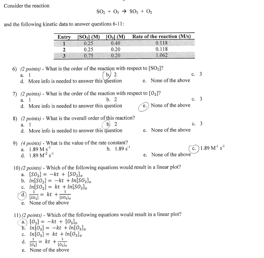 Solved Consider the reaction SO_2 + O_3 rightarrow SO_3 + | Chegg.com