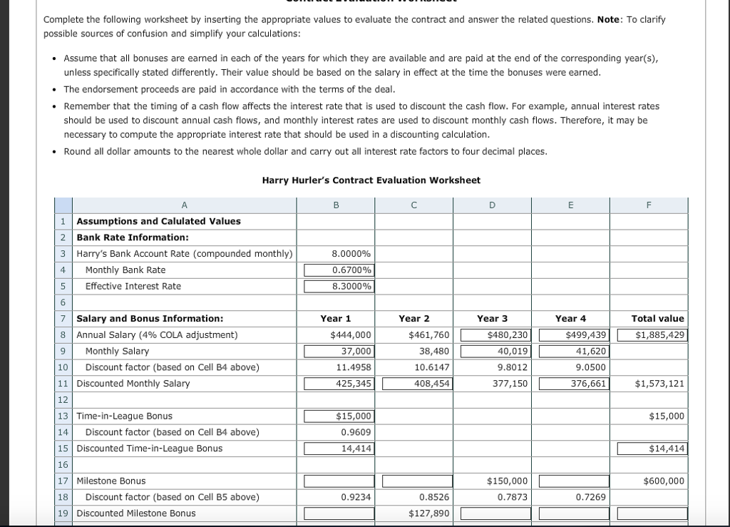 Complete The Following Worksheet By Inserting The | Chegg.com