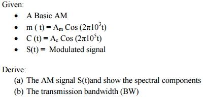 Given: A Basic AM m(t) = A_m Cos (2 pi 10^3 t) | Chegg.com