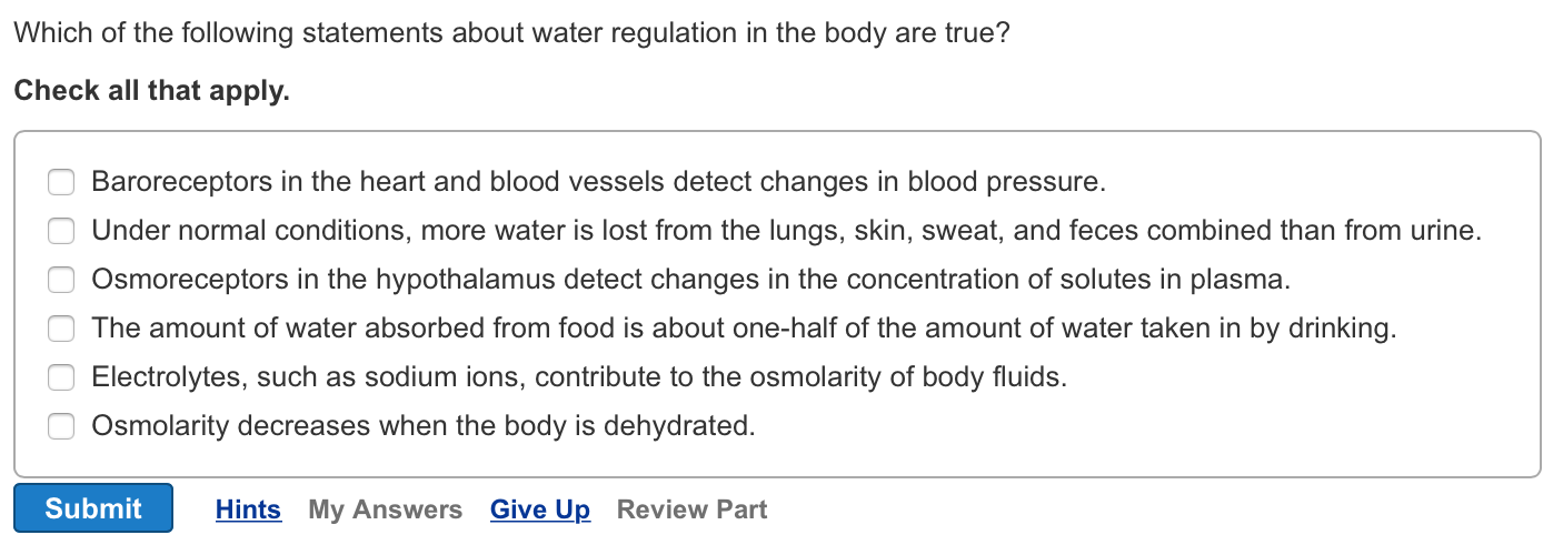 Solved Which of the following statements about water | Chegg.com