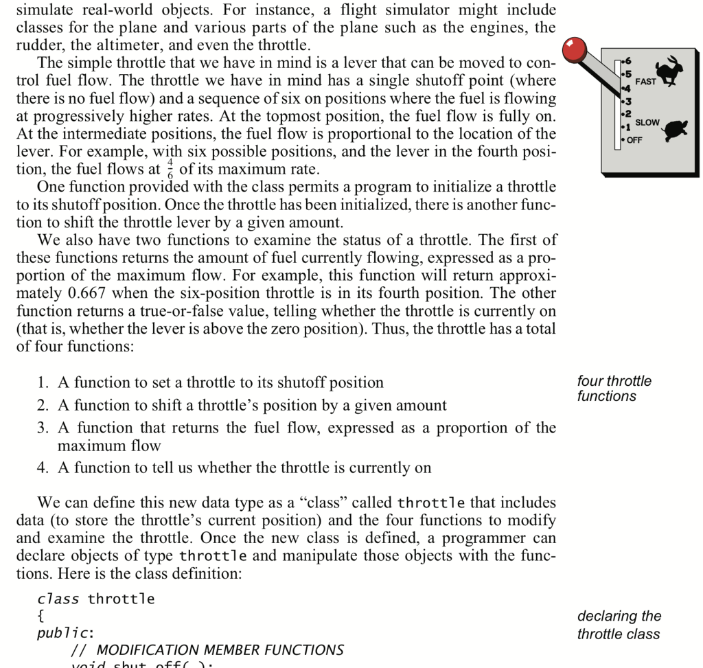 PROGRAMMING ExAMPLE The Throttle Class the throttle