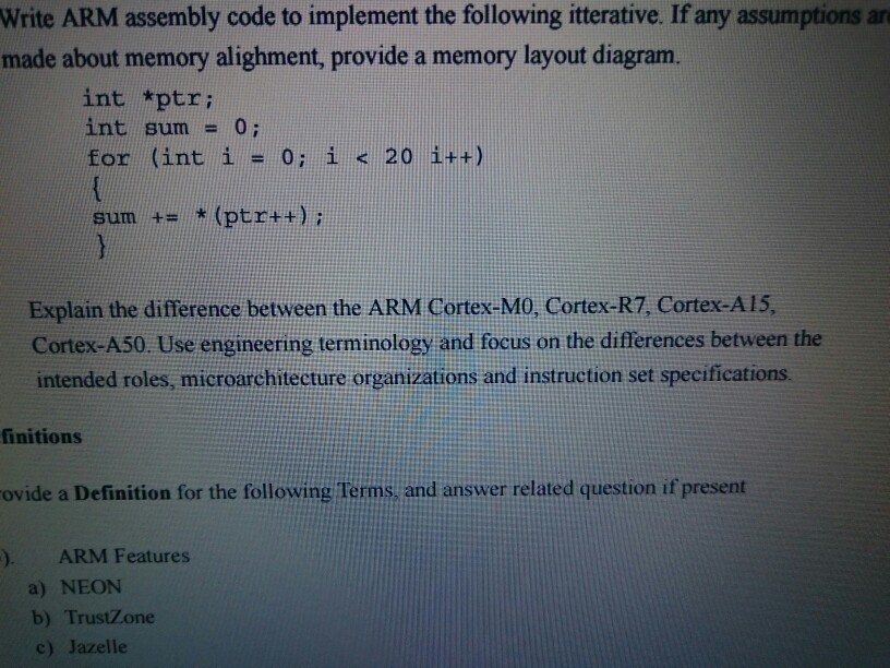 Solved Write ARM Assembly Code To Implement The Following | Chegg.com