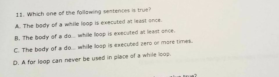 Solved 11. Which one of the following sentences is true? A. | Chegg.com