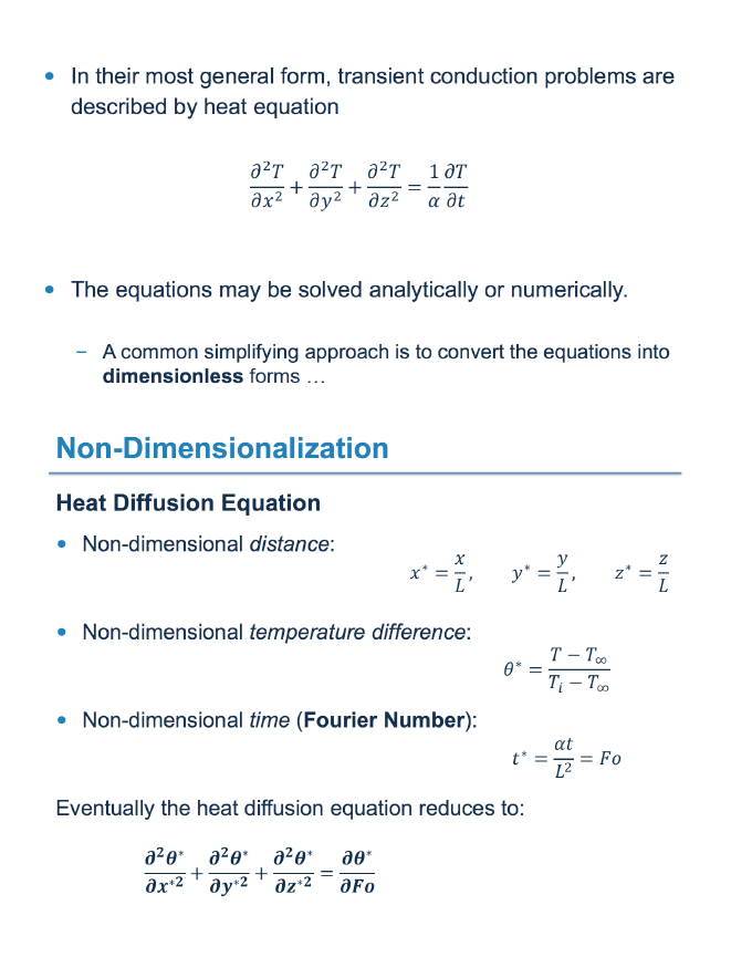 Solved In their most general form, transient conduction