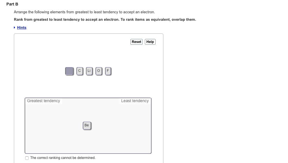 Solved Part B Arrange The Following Elements From Greatest | Chegg.com