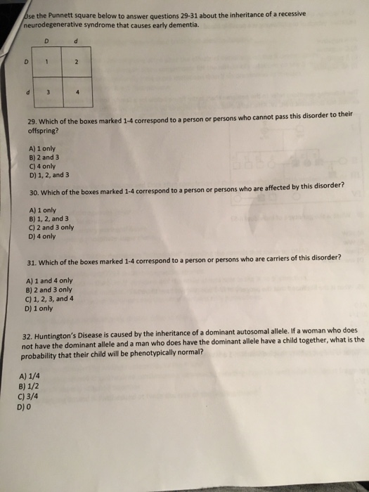 Solved Use The Punnett Square Below To Answer Questions | Chegg.com