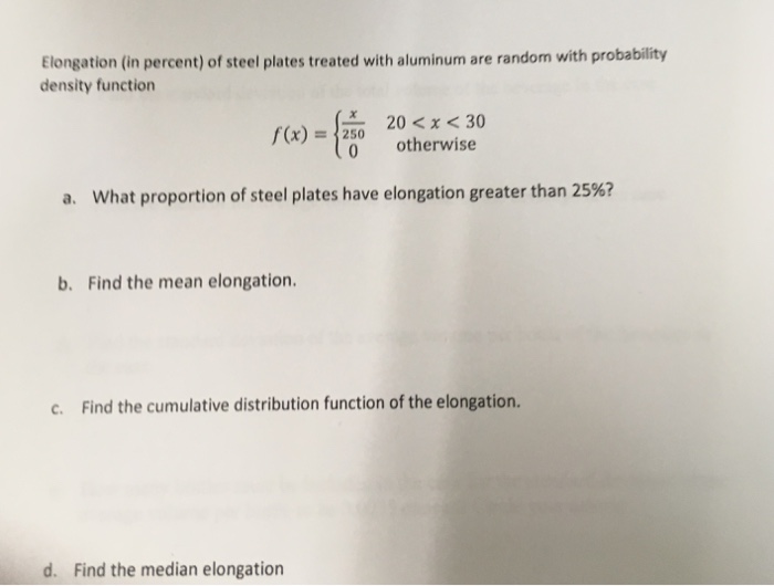 Solved Elongation (in percent) of steel plates treated with