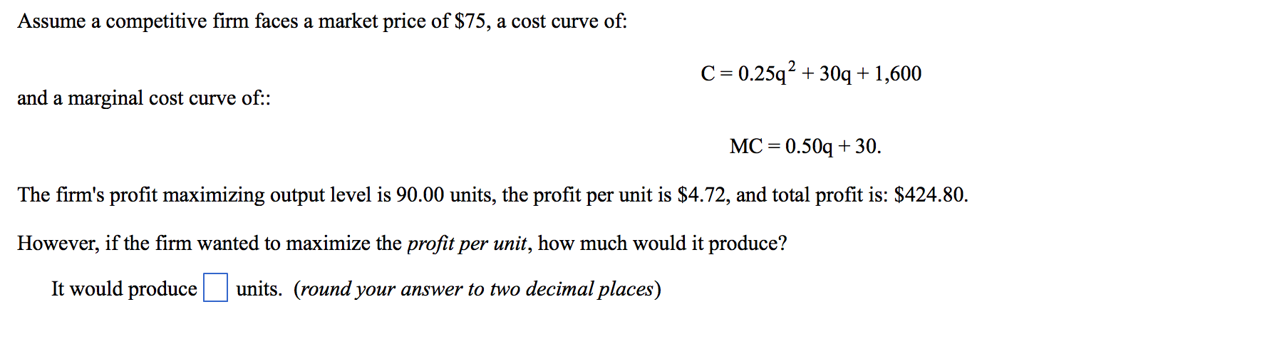 Solved Assume a competitive firm faces a market price of | Chegg.com