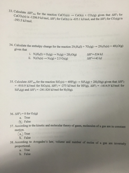 Solved 33. Calculate delta H degree rxn for the reaction | Chegg.com