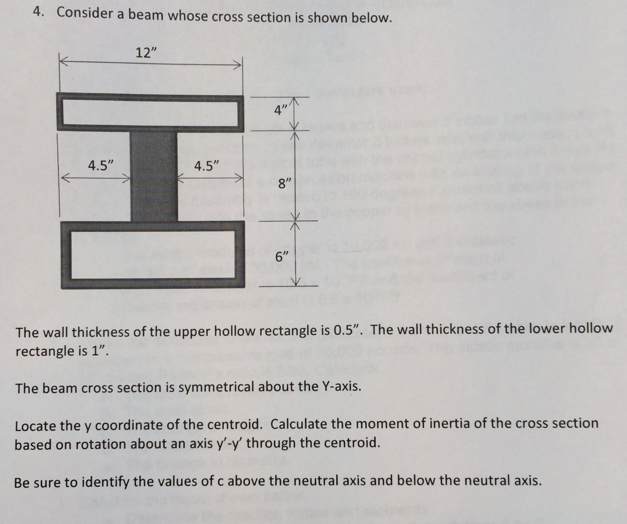 Solved 4. Consider a beam whose cross section is shown below | Chegg.com