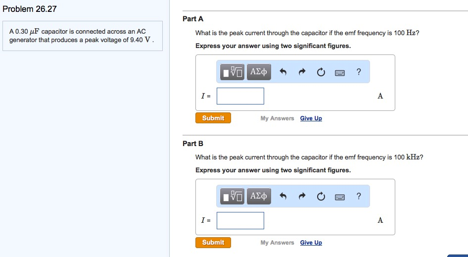 Solved A 0.30 ?F capacitor is connected across an AC