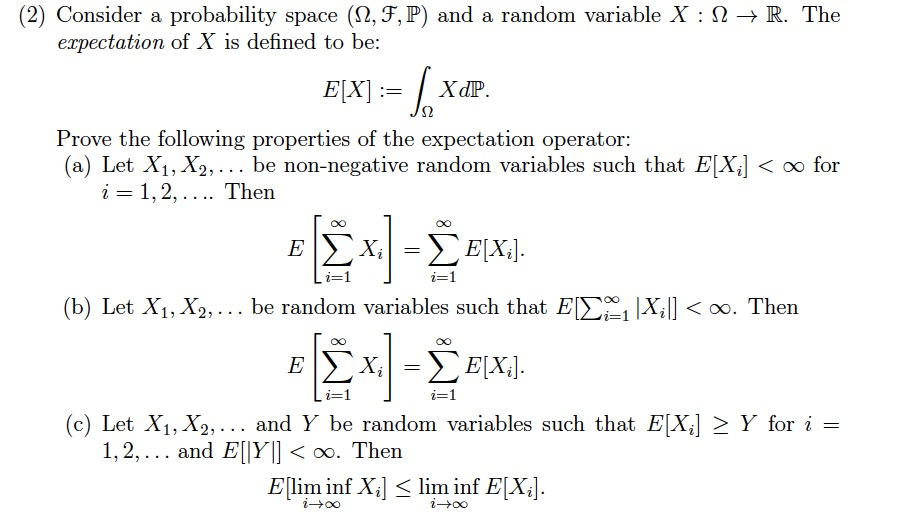 Solved Consider a probability space (Ohm, F, P) and a random | Chegg.com