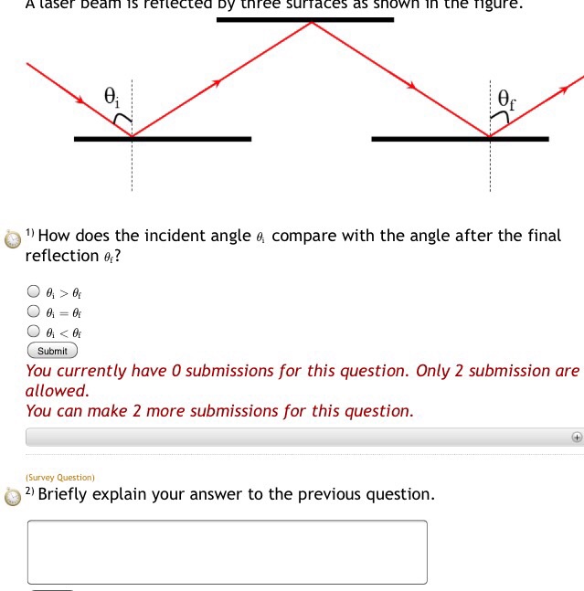 Solved A laser beam is reflected by three surfaces as shown
