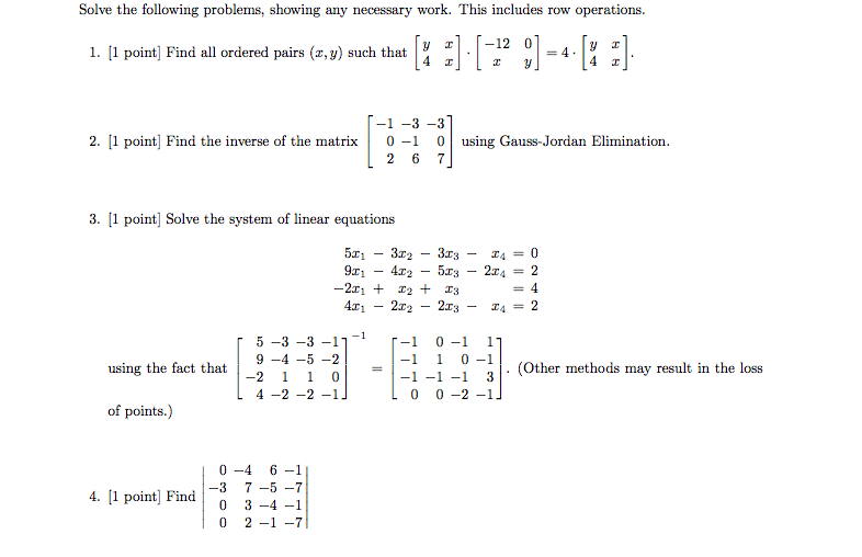 Solved solve the following problems, showing any necessary | Chegg.com