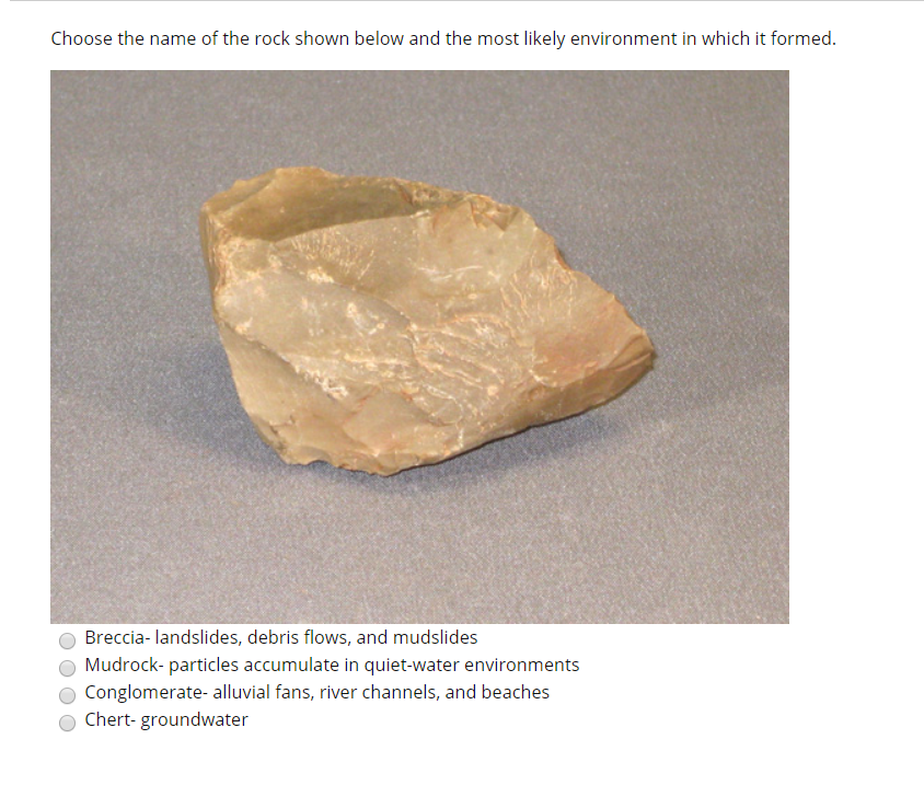 Solved Choose the name of the rock shown below and the most | Chegg.com