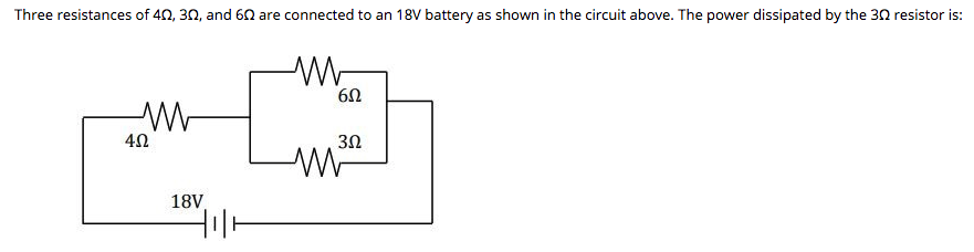 Solved Three resistances of 4Ω.3Ω, and 6Ω are connected to | Chegg.com