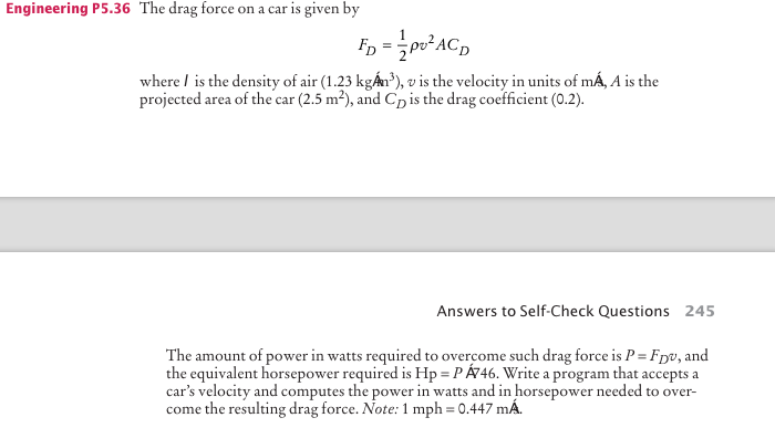 engineering-p5-36-the-drag-force-on-a-car-is-given-by-chegg