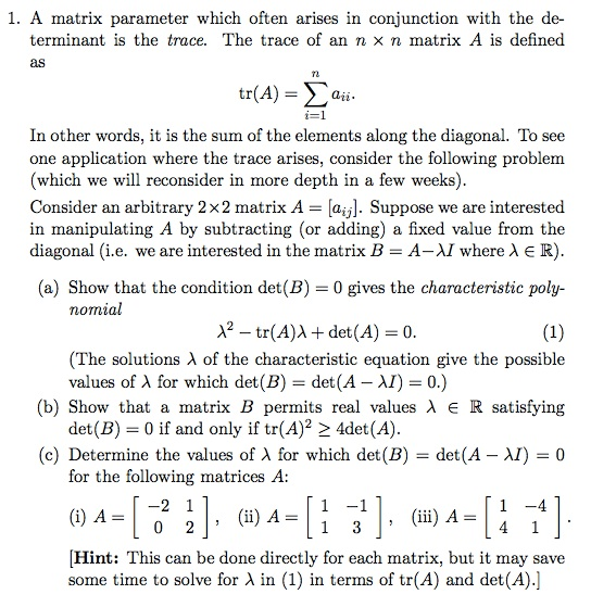 A matrix parameter which often arises in conjunction | Chegg.com