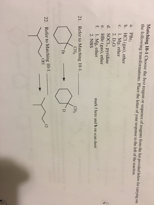 Solved Choose the best reagent or sequence of reagents from | Chegg.com