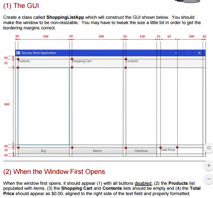 Solved (1) The GUI Create a class called ShoppingListApp | Chegg.com