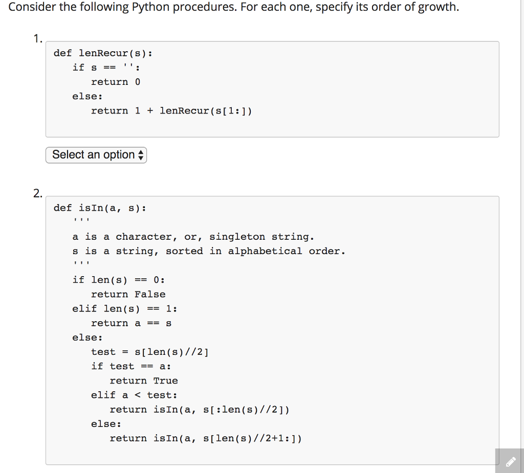 Solved Consider the following Python procedures. For each | Chegg.com