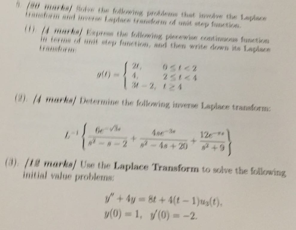 Solved Solve The Following Problems That Involve The Laplace | Chegg.com