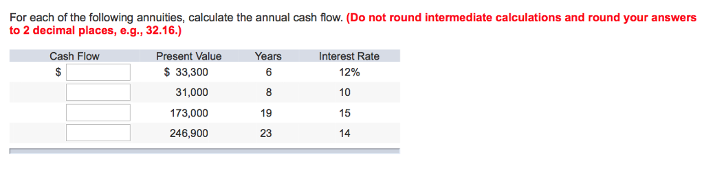 Solved For each of the following annuities, calculate the | Chegg.com