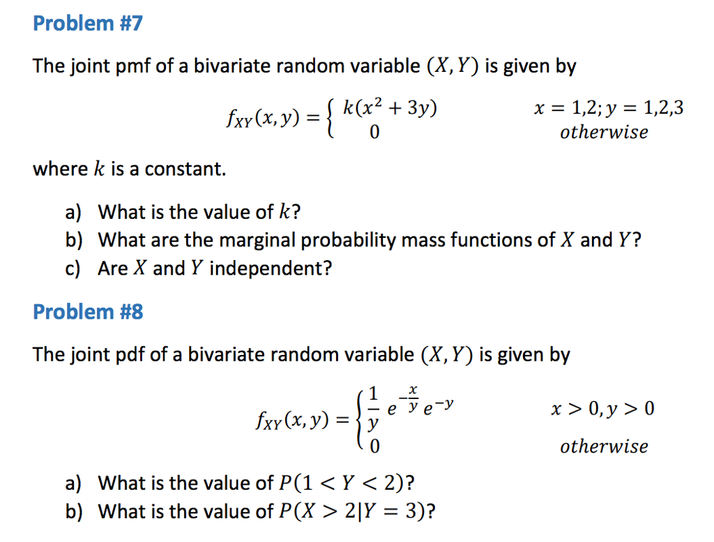 Solved Problem #7 The Joint Pmf Of A Bivariate Random | Chegg.com