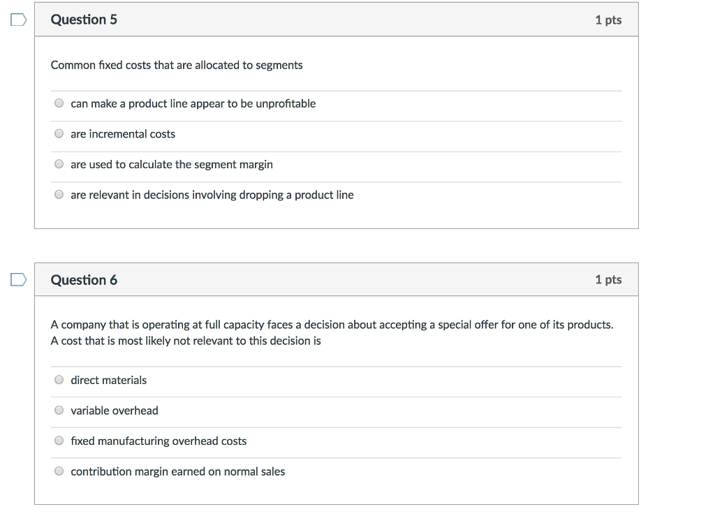Solved Common fixed costs that are allocated to segments