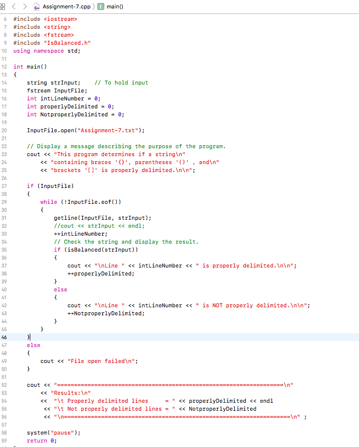 Solved Chapter 19 Challenge 15. Balanced Multiple Delimiters | Chegg.com