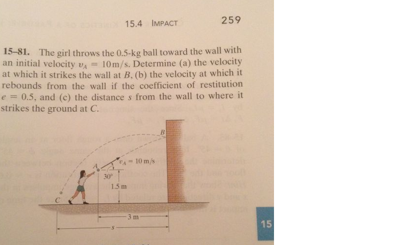 Solved The girl throws the 0.5kg ball toward the wall with