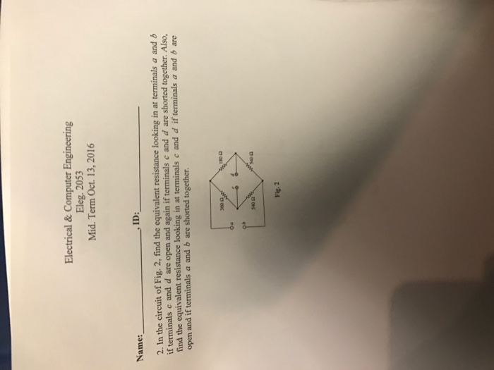 Solved In the circuit of Fig. 2, find the equivalent | Chegg.com